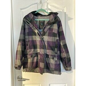 PWDR ROOM Snowboard Jacket Women S/P Plaid Hooded Waterproof 5K Breathable